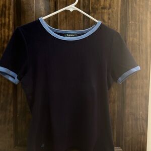 Polo by Ralph Lauren Navy Tee with Sky Blue Trim